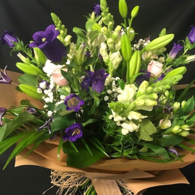 Cool Breeze - This classical stylish collection of flowers, make this hand tied the perfect gift. Flowers professionally arranged and delivered by a local florist.